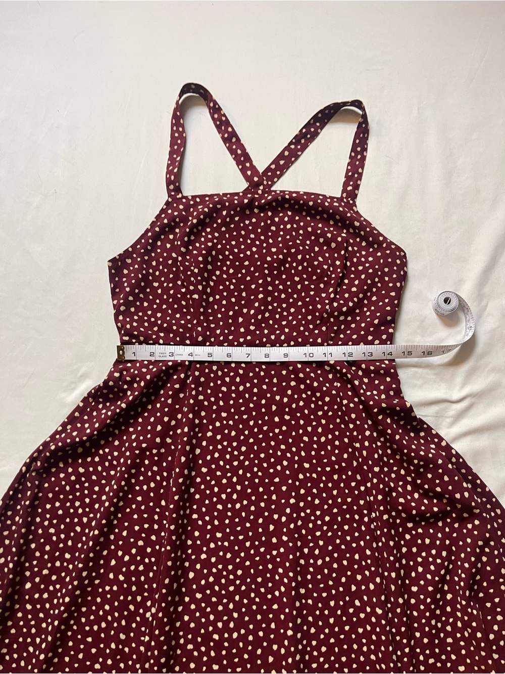 Kimchi Blue Burgundy Polka Dot Midi Dress - Picture 11 of 12
